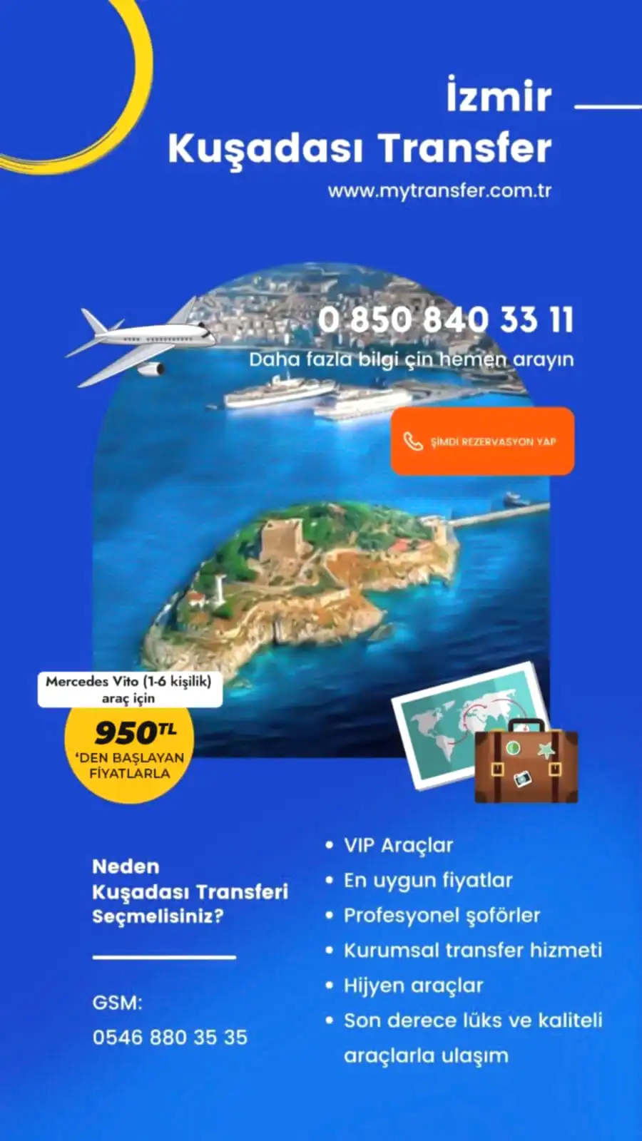 İzmir Kuşadası Transfer 950TL'den başlayan fiyatlarla